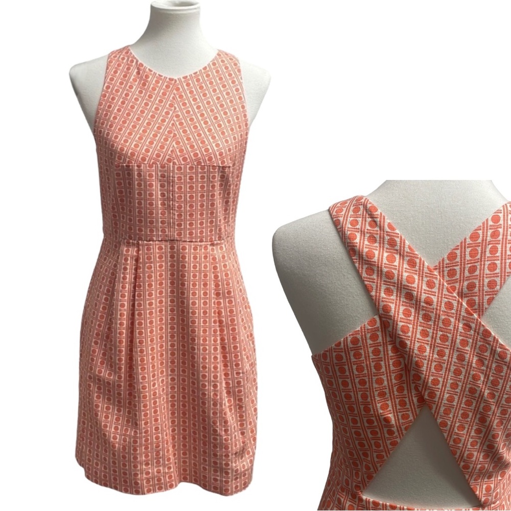 HUTCH Anthropologie Sleeveless Geometric Dress Peach and Creamy White size 4